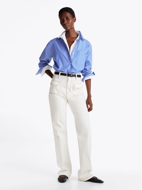Camisa de poplín rayada oversize fit