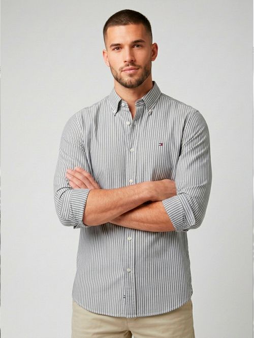 Camisa de poplín rayada regular fit